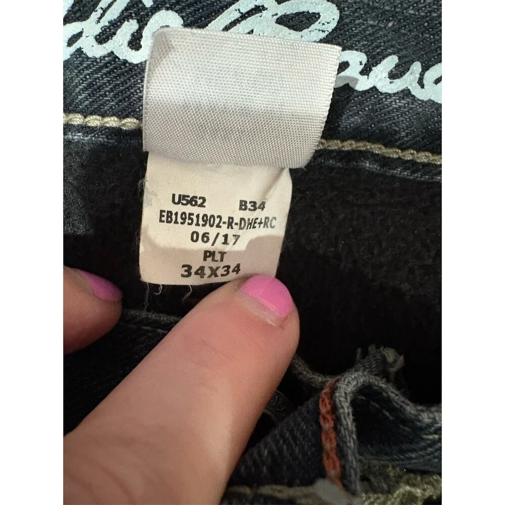 Eddie Bauer Jeans Mens 34x34 Dark Blue Lined Straight Leg 5-Pocket Denim